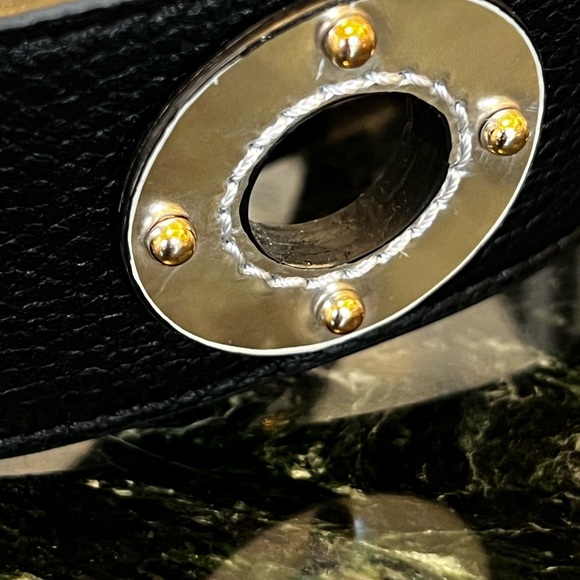 Henri Bendel Jeweled Studded Gold/Silver Grommets Reversible Purse Guitar Strap - Picture 5 of 7